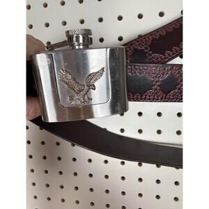 Eagle Metal Flask on Genuine Leather Belt (Size L)